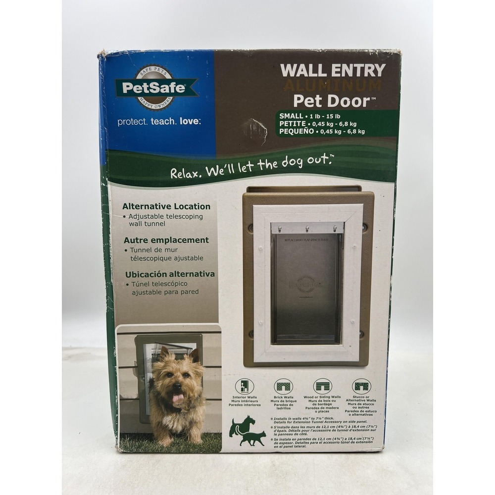 PetSafe Wall Entry Aluminum Pet Door Small 5¼x8⅛ In Adjustable Dog Cat New